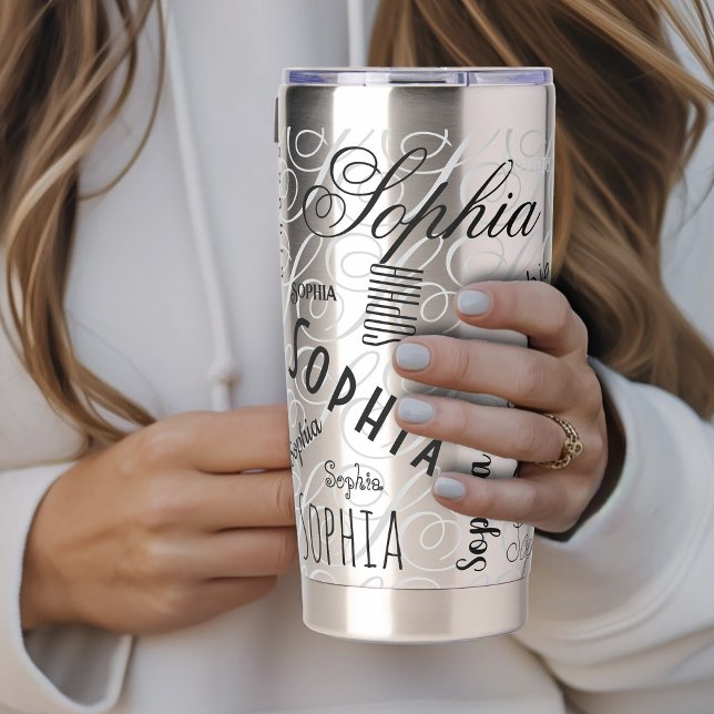 Sophia Individuelle Name Blue Black Thermobecher (Von Creator hochgeladen)
