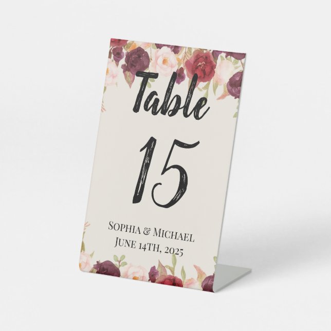 Sophia & Michael Wedding Table Card Sockelschild (Vorderseite)