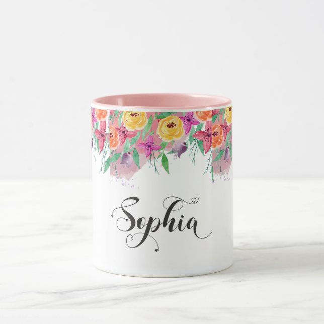 Sophia name sign Sophia floral Calligraphy Baby Mu Tasse (Zentrum)