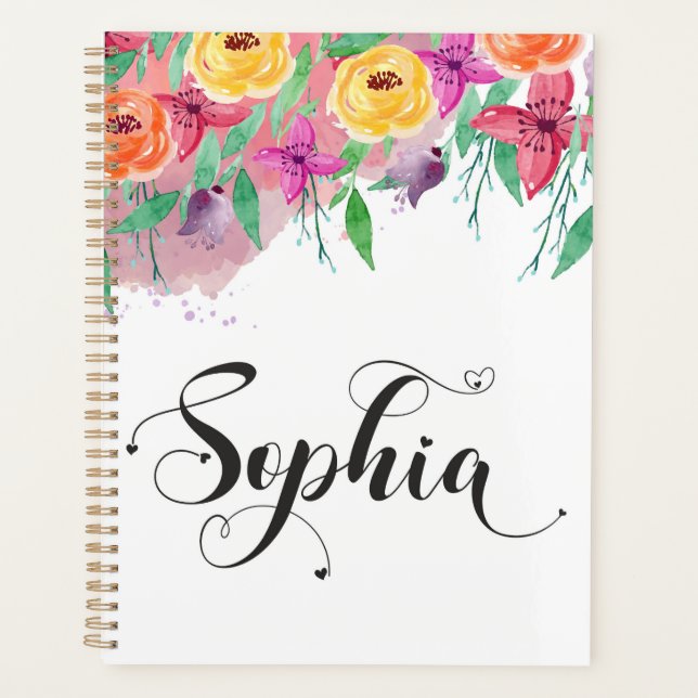 Sophia name sign Sophia floral Calligraphy Baby Planer (Vorderseite)