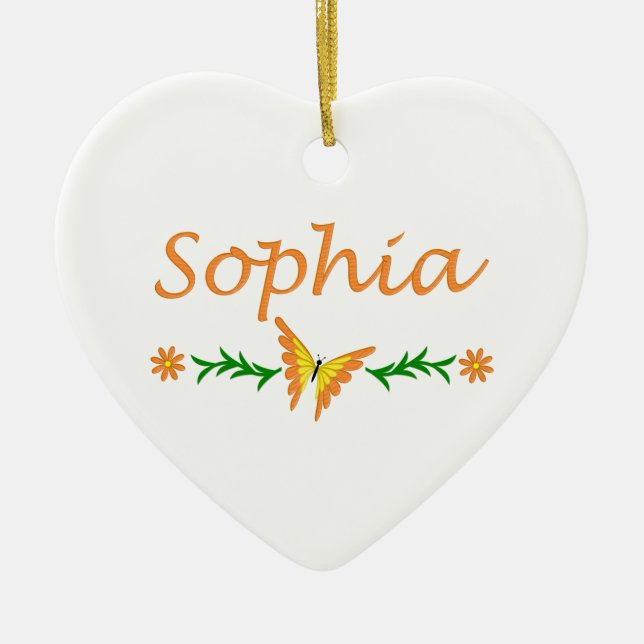 Sophia (orange Schmetterling) Keramikornament (Vorne)