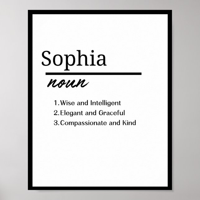 Sophia, Personalisierte Mädchenbezeichnung Definit Poster (Vorne)