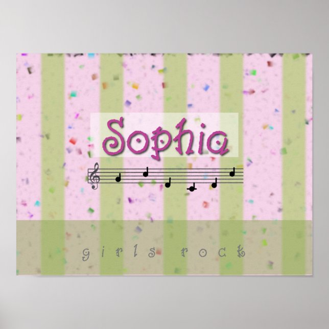 Sophia Pink Green Musical Name Poster (Vorne)