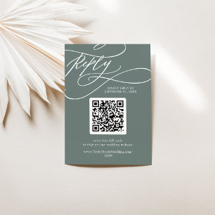 SOPHIA QR Code Tropische grüne Hochzeit in Urlaubs RSVP Karte