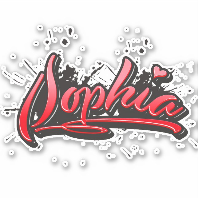 Sophia red Heart Graffiti Aufkleber Sticker (Vorderseite)