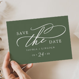 SOPHIA Rustic Woodland Olive Green QR Code Hochzei Save The Date