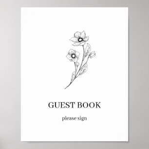 Sophia Simple Minimalistisch Guest Book Wedding Si Poster