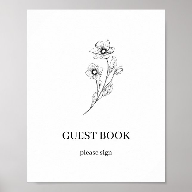 Sophia Simple Minimalistisch Guest Book Wedding Si Poster (Vorne)