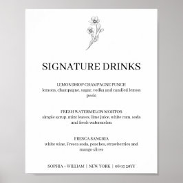 Sophia Simple Signature Drinks Wedding Sign Poster