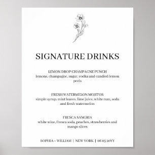 Sophia Simple Signature Drinks Wedding Sign Poster