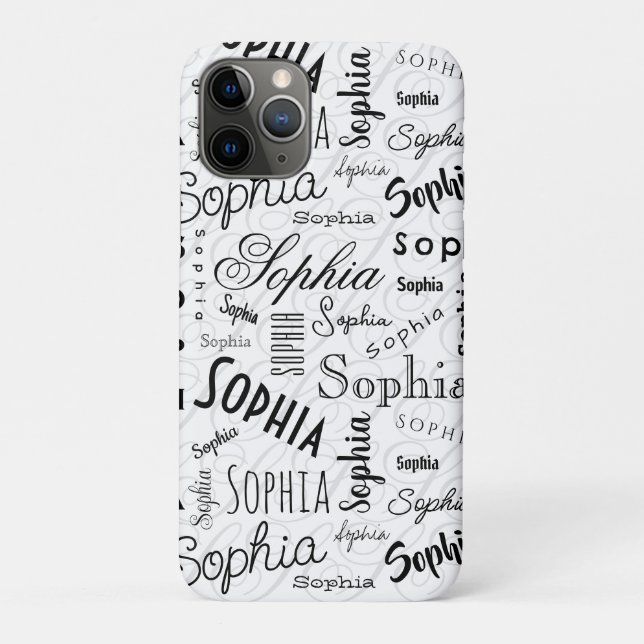 Sophia Typografie Schwarz Weiß Case-Mate iPhone Hülle (Rückseite)