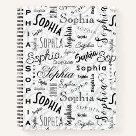 Sophia Typografie Schwarz-weiß Notizbuch