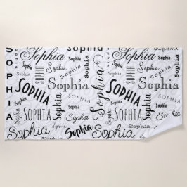 Sophia Typografie Schwarz Weiß Strandtuch