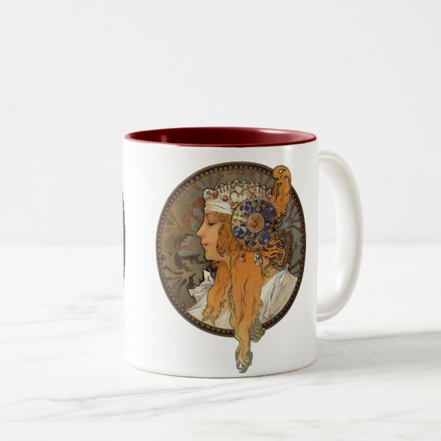 Sophia von Alphonse Mucha Zweifarbige Tasse (VorderseiteRechts)