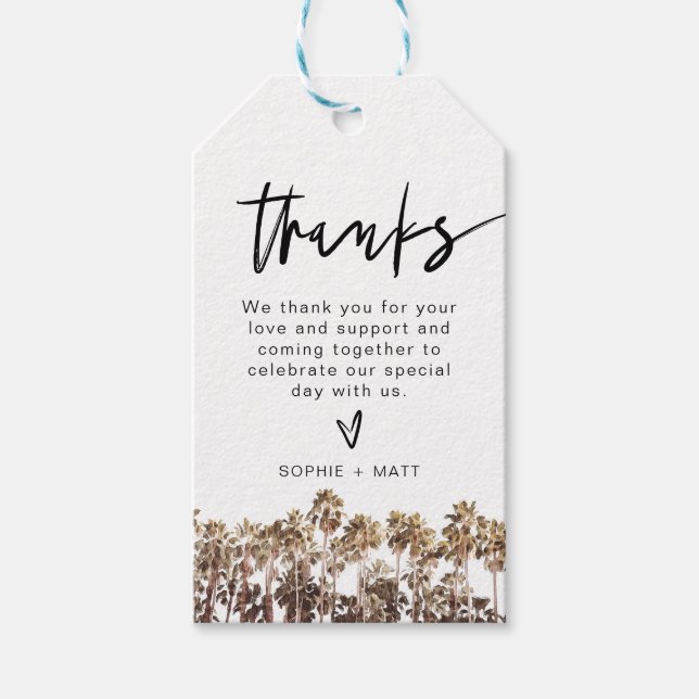 SOPHIA | Wasserfarben Palm Tree Beach Tropical Geschenkanhänger (Vorderseite)