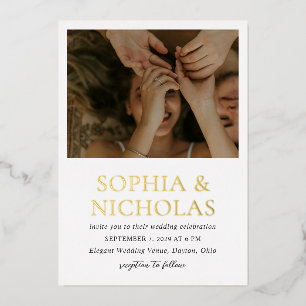 Sophia White Modern Wedding Folieneinladung