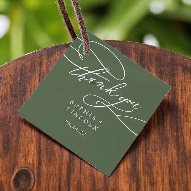 SOPHIA Woodland Olive Green Wedding Vielen Dank Geschenkanhänger (SOPHIA Woodland Olive Green Wedding Thank You Favor Tags)