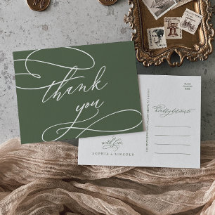 SOPHIA Woodland Olive Green Wedding Vielen Dank Postkarte