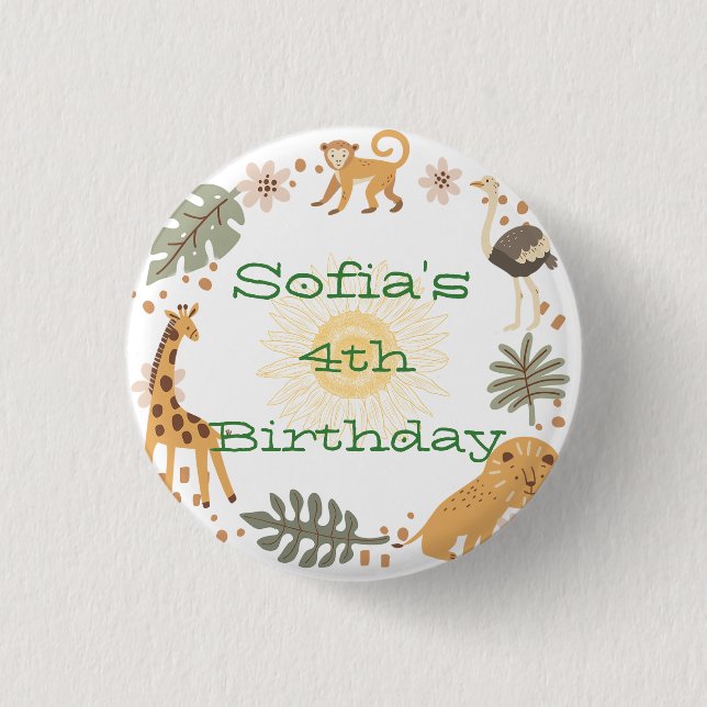 Sophias Dschungeltierisches Party Button (Vorderseite)