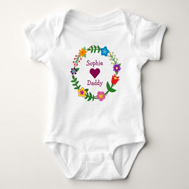 Sophie Hearts Daddy Elegante Blume personalisieren Baby Strampler (Vorderseite)