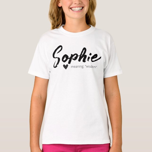 Sophie Name bedeutet Minimal Moderne Mädchen T-Shirt (Vorderseite)