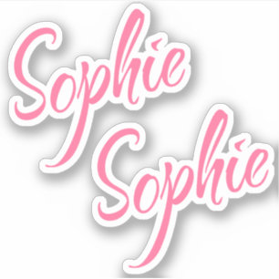 Sophie Name Pink Cursive Schriftart Buchstaben x2 Aufkleber