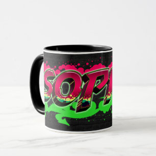 Sophie Vorname Name Graffiti red green Tasse