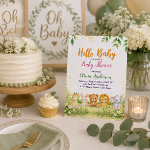 Sophisticated Aquarell Hello Baby Schwangerschaft Einladung