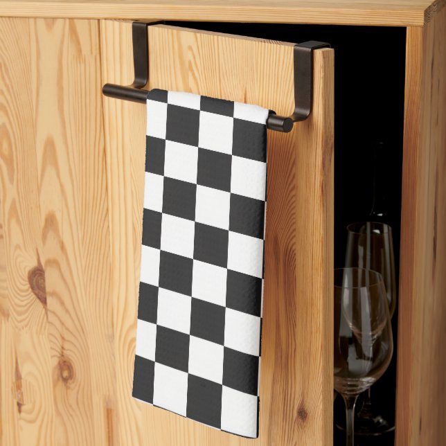 Sophisticated Black and White Checkered Pattern Geschirrtuch (Drittel gefaltet)