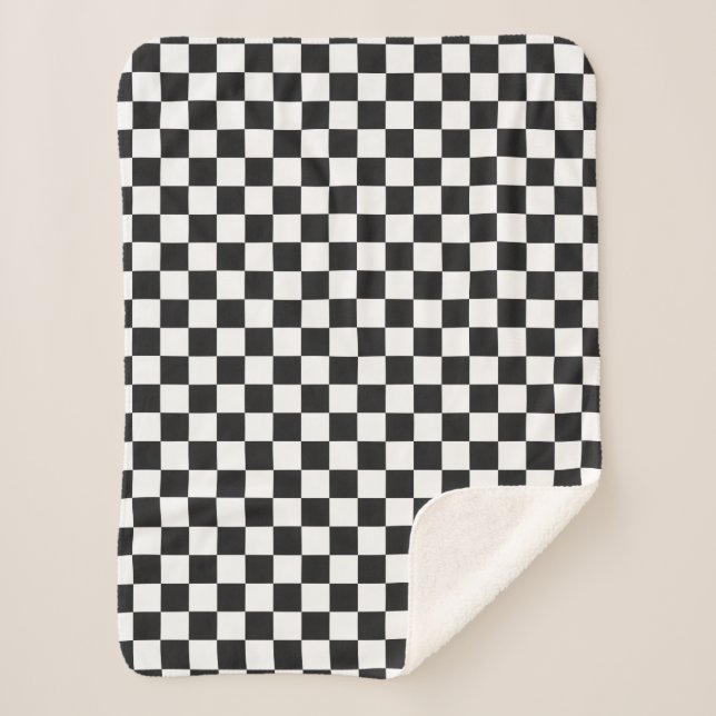 Sophisticated Black and White Checkered Pattern Sherpadecke (Vorderseite)