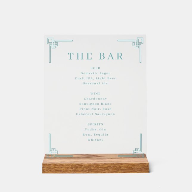 Sophisticated Black Geometric Bar Menu Acrylschild (Vorderseite)