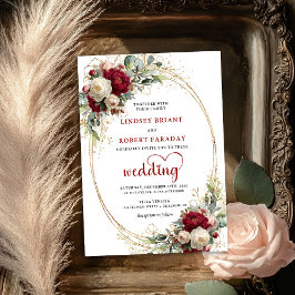 Sophisticated Burgundy Floral Wedding Invitation Einladung