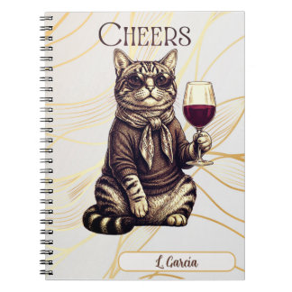 Sophisticated Cat Wine Lover Notebook Notizblock
