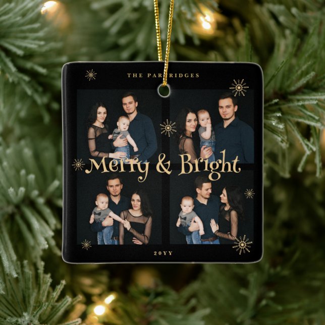 Sophisticated & Exquisite Black and Golden Collage Keramikornament (Baum)