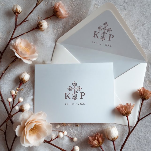 Sophisticated Faith Cross Wedding Initials Gummistempel (Sophisticated Faith Christian Cross Wedding Initials Rubber Stamps. )