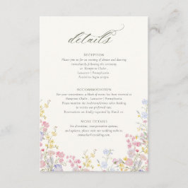 Sophisticated Floral Calligraphy Wedding Details Begleitkarte