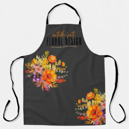 Sophisticated Floral Design Black Orange Flowers  Schürze