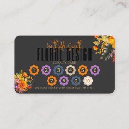 Sophisticated Floral Design Black Orange Loyalty Visitenkarte