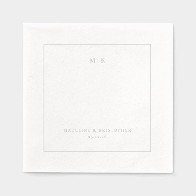 Sophisticated Gray Minimalist Typographic Servietten Mit Folie (Vorderseite)