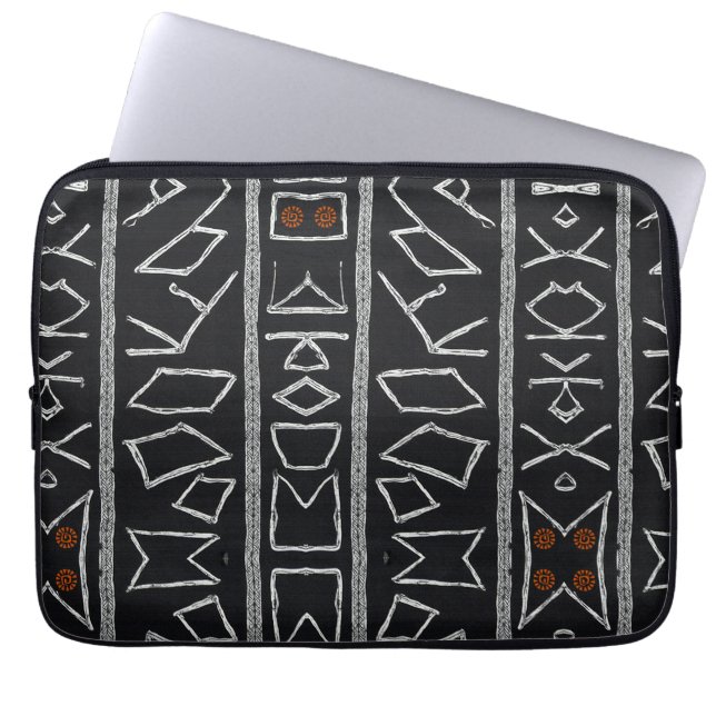 Sophisticated Luxury African Caribbean Mudcloth Laptopschutzhülle (Vorderseite)