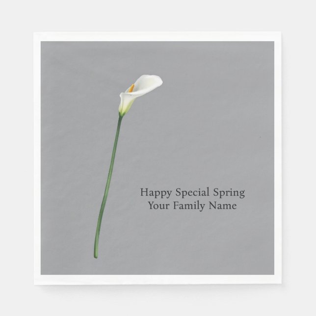 Sophisticated Minimalist White Calla Lily Mate Serviette (Vorderseite)