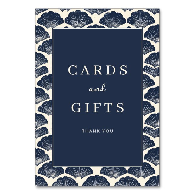 Sophisticated Navy Seashell Border Tischnummer (Vorderseite)