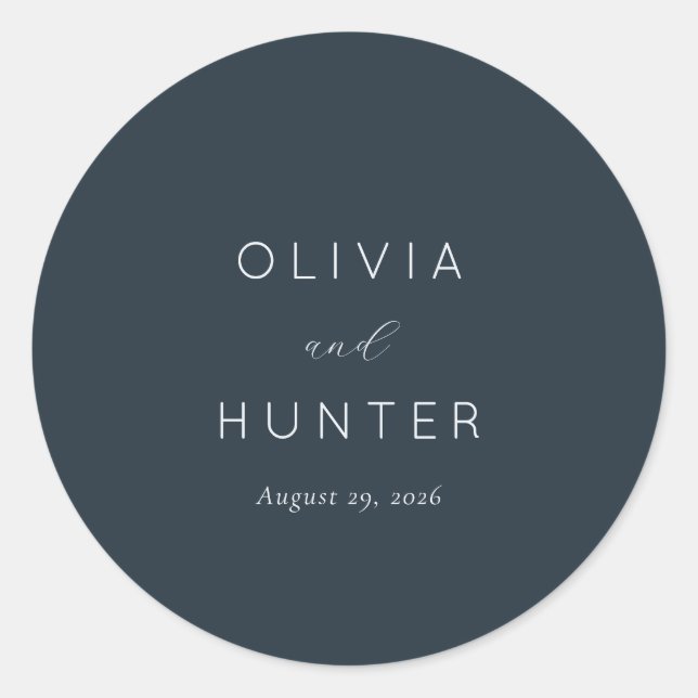 Sophisticated Navy Typographic Runder Aufkleber (Vorderseite)