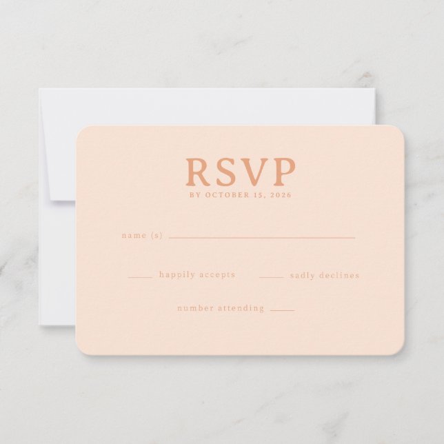 Sophisticated Peach RSVP Card Karte (Vorderseite)