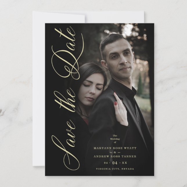 Sophisticated Photo Engaged Couple Wedding Covid19 Save The Date (Vorderseite)