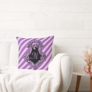 Sophisticated Pink Stripe Monogramm Kissen