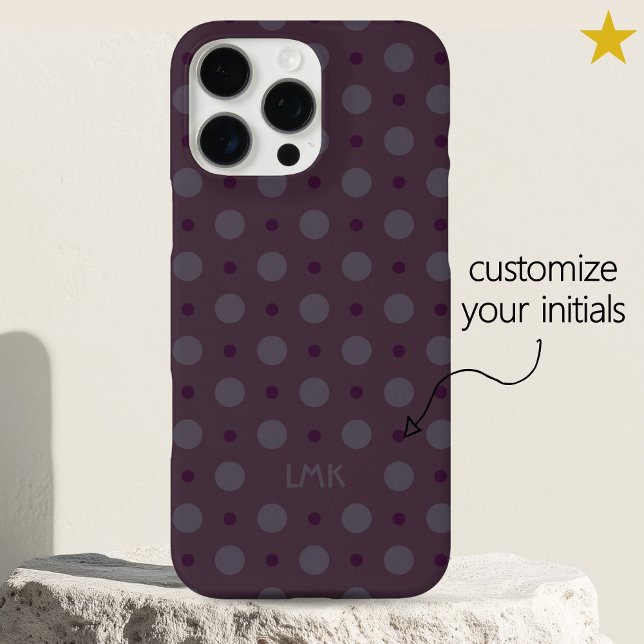 Sophisticated Purple Dots Custom Name Initials Case-Mate iPhone Hülle (Von Creator hochgeladen)