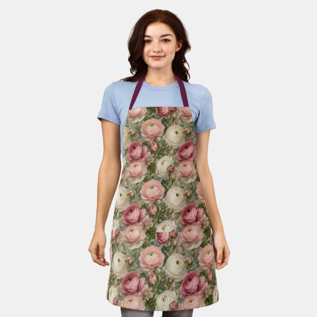 Sophisticated Ranunculus Blumenprint Schürze (Getragen)