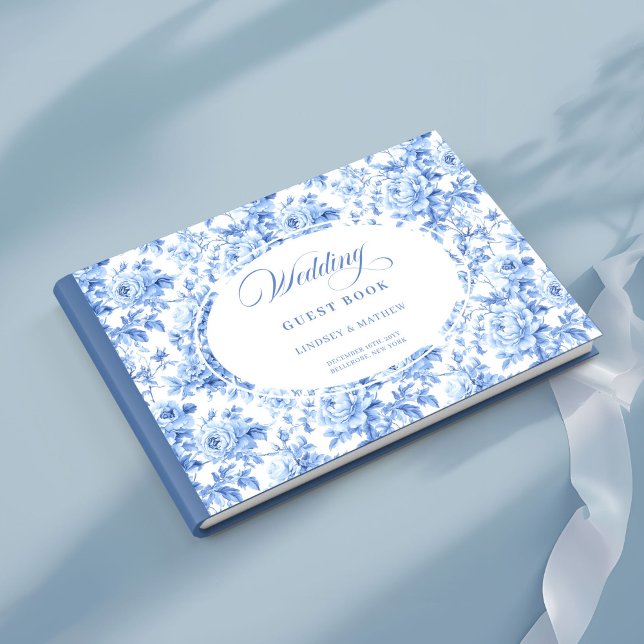 Sophisticated Royal Blue Toile Roses Guest Book Gästebuch (Sophisticated Royal Blue Toile Roses Guest Book)