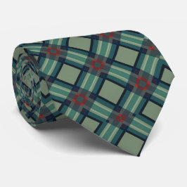 Sophisticated Sage Green and Navy Geometric Plaid Krawatte